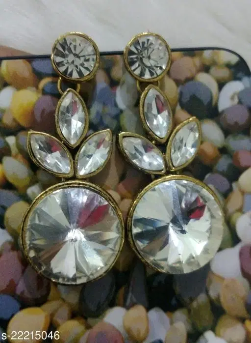 Alloy Kundan Earring for Women & Girls, Golden
