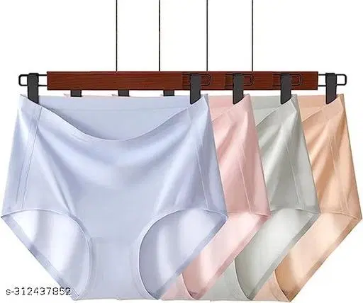 Nylon Briefs for Women, Multicolour, Pack of 4 (M)