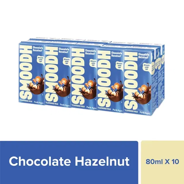 Smoodh Chocolate Hazelnut Flavoured Milk 80 ml (Pack Of 10)