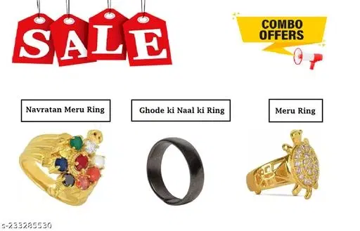 Navratan Meru Ring for Women, Pack of 3 (Multi, 3)