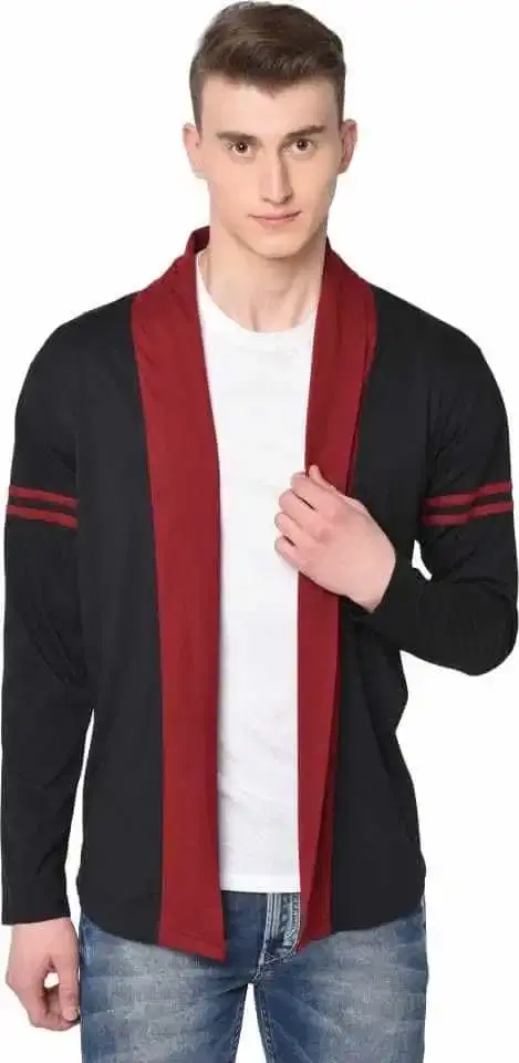 Glito Mens New Attractive Round-Neck full Sleeve Cotton Cardigan (Black, M)