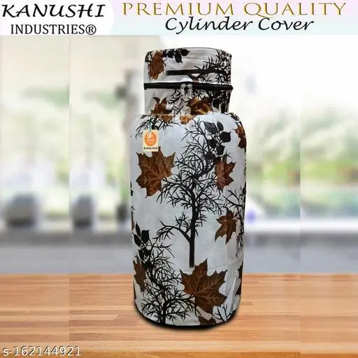 KANUSHI Industries® Washable Cotton Rose Design 1 Piece Lpg Gas Cylinder Cover (CYL-BROWN-SHUB-01)