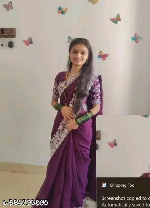 Georgette Saree for Women, Purple (5.5 M)