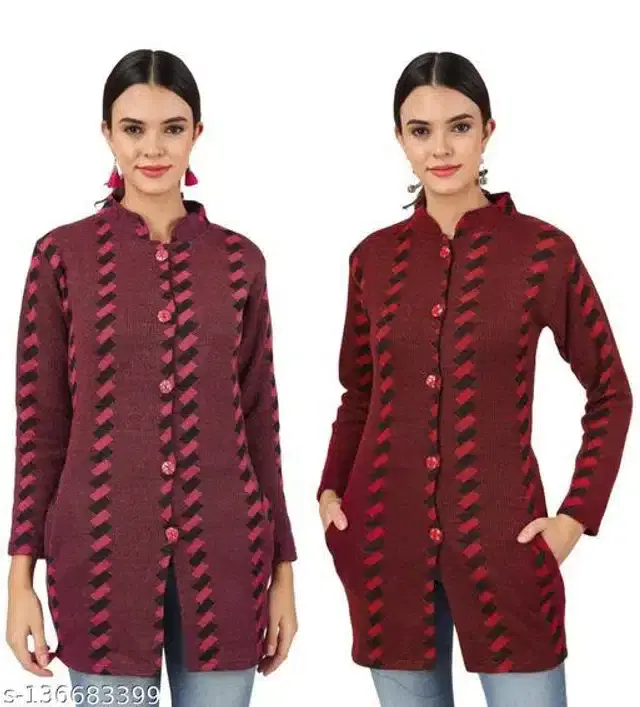 Woolen Sweater for Women, Pack of 2 (Multicolor, M)