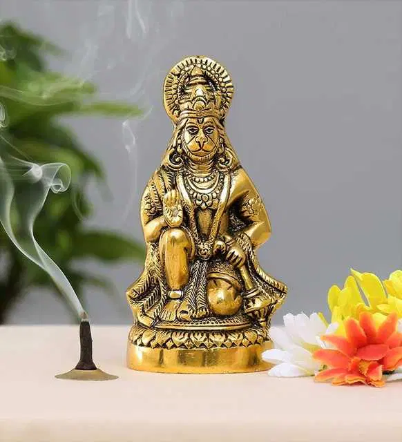 Tevatiya Shri Hanuman Sitting Idol Metal Statue, Te-002