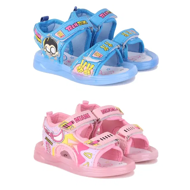 Sandals for Kids, Pack of 2 (Multicolor, 9 C)