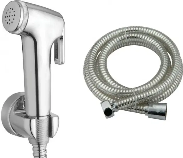 Conty Health Faucet Head with Hose Pipe & Hook, Silver, Set of 1