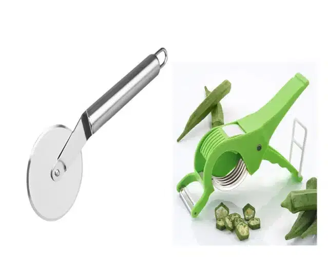 Pizza Cutter & 5 In 1 Vegetable Cutter, Set of 2, Multicolor