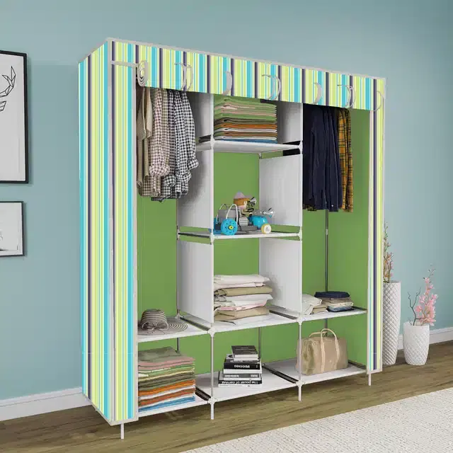Carbon Steel 3 Door 8 Shelf Printed, Green