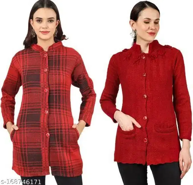 Woolen Sweater for Women, Pack of 2 (Multicolor, M)