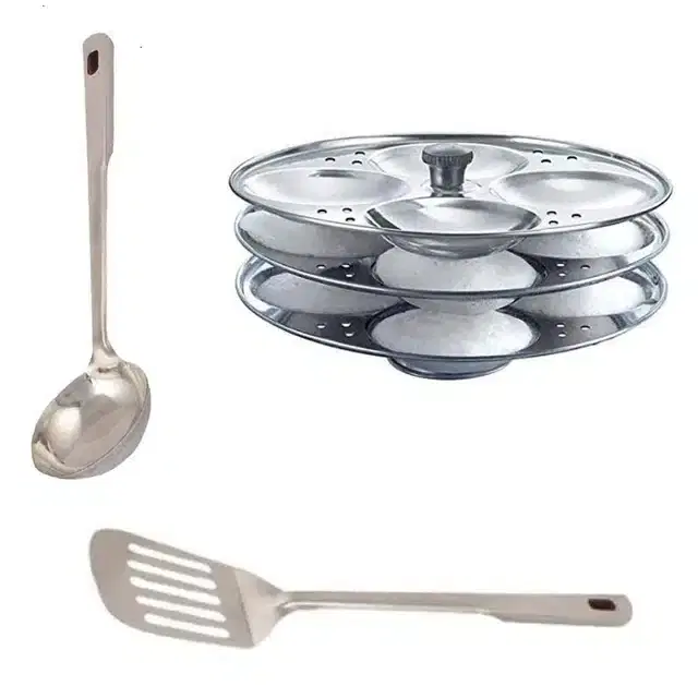 Stainless Steel Karachi, Egg Palta & Idli Making Stand of 3 Plates, Combo of 3