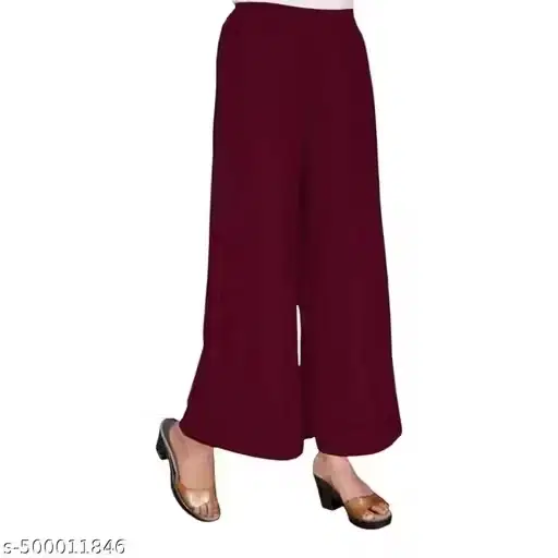 Women's  Stylish Maroon Sarina Palazzo (Solid), Solid, Pack of 1  (XL)