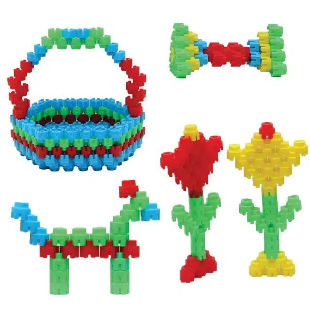 Plastic Educational Hexagonal 50 Pcs Building Blocks Toy Set for Kids, Multicolor
