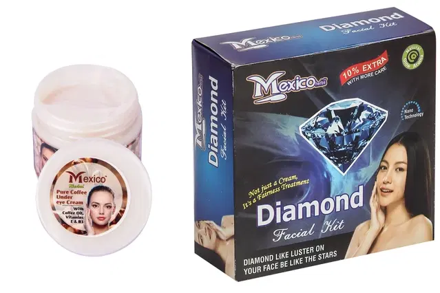 Maxico Herbs Diamond Facial Kit with Coffee Under Eye Cream, Pack of 2