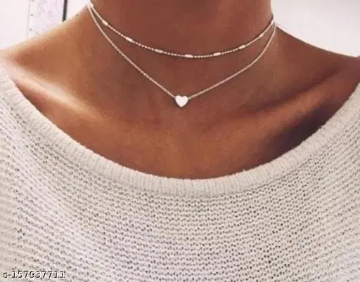 Trendy Minimal Double Layered Heart Necklace for Girls And Women