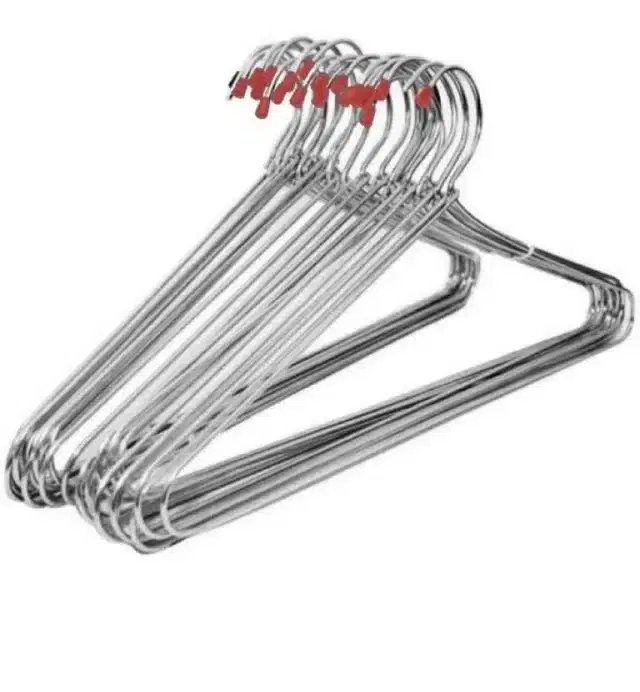 Steel Cloth Hangers, Silver, Pack of 12