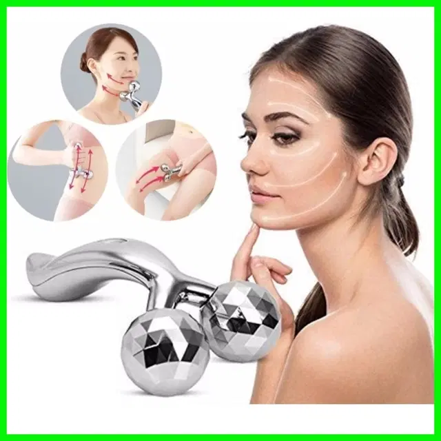 3D Face Massage Roller, Silver