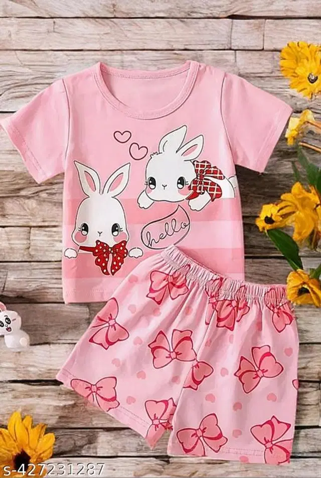 Cotton Clothing Set for Girls (Pink, 3-4 Years)