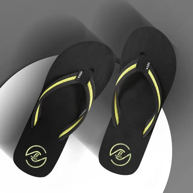 Flip-Flops for Women (Yellow & Black, 5)