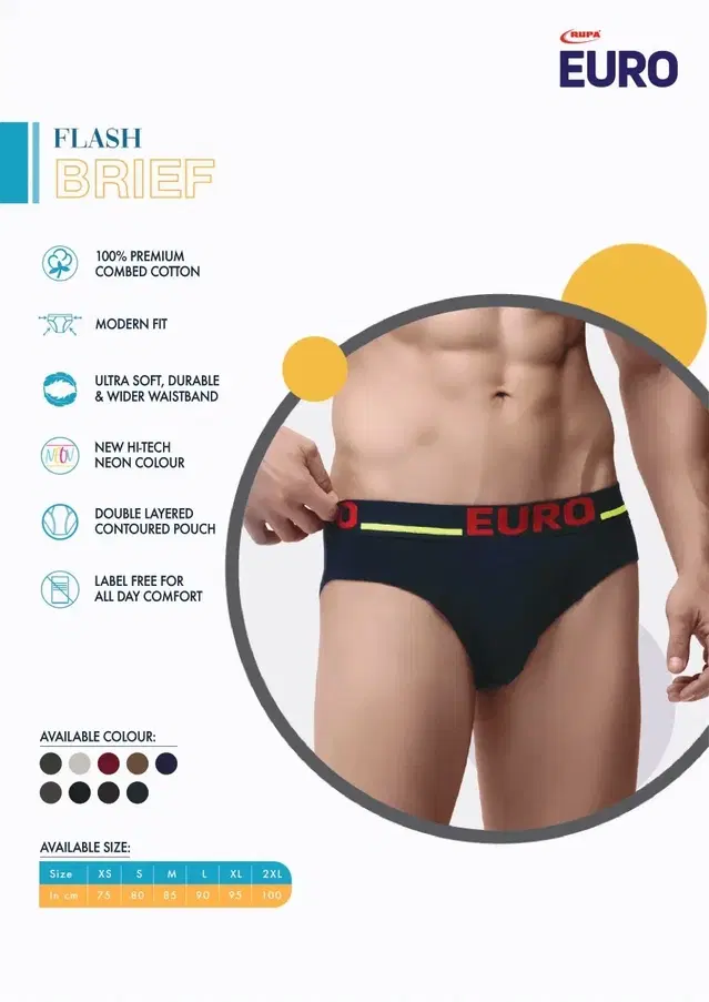 Rupa Euro Flash Brief for Men  Assorted (85 CM) Pack of 1