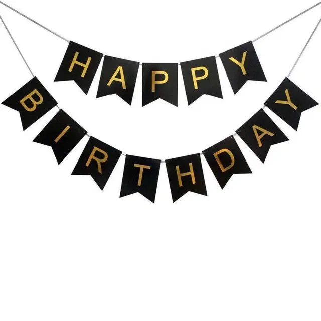 Bzore Happy Birthday Decoration Banner, Black