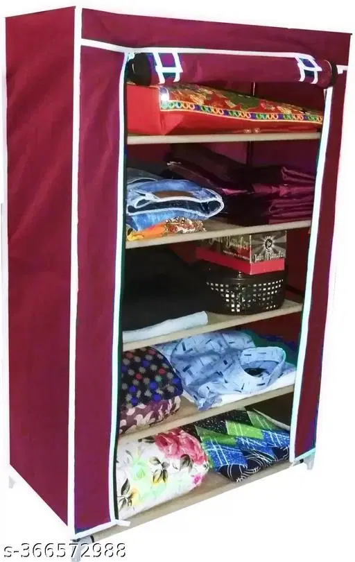 Metal 5 Layer Collapsible Multipurpose Rack, Maroon