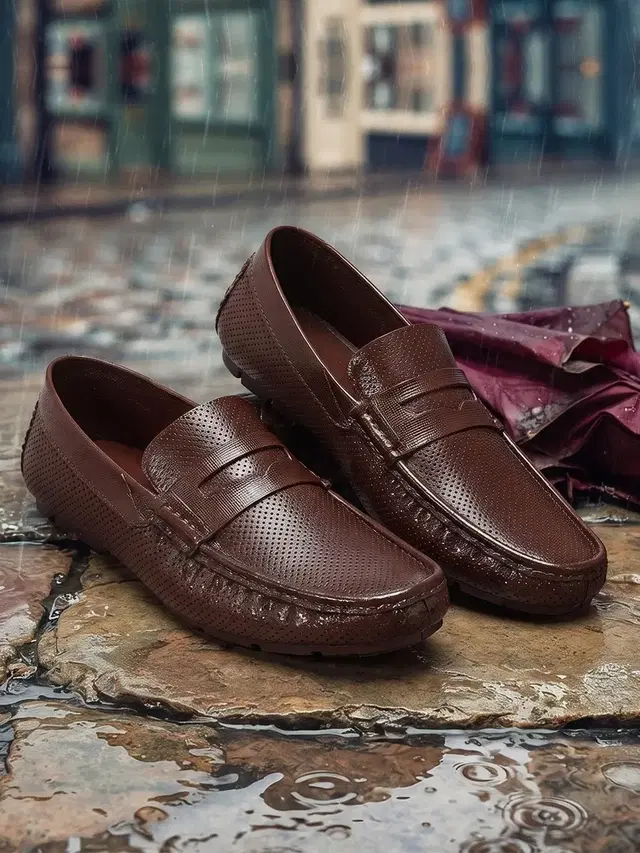PVC Formal Shoes for Men (Brown, 6)