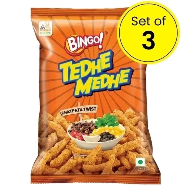 Bingo Tedhe Medhe Chatpata Twist 3X70 g (Pack of 3)
