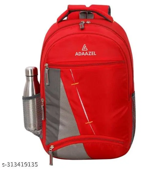 Polyester Backpack for Kids, Red & Grey