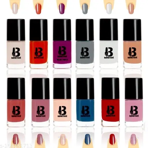 Banetion Matte Nail Polish, Multicolor, Pack of 12