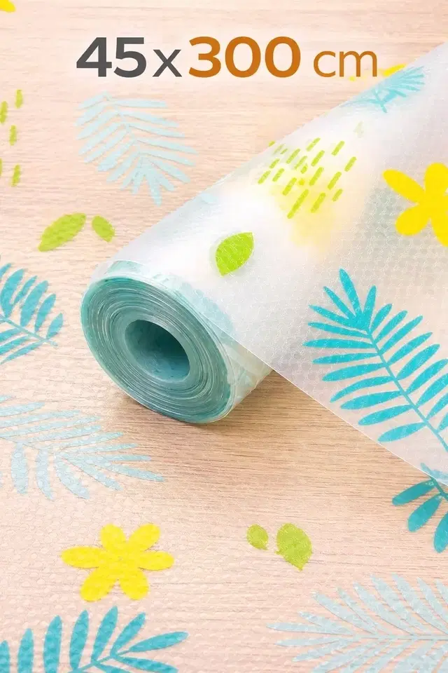 Floral PVC Kitchen Cabinet Shelf Mat Kitchen Mat EVA Food Grade Multipurpose Washable Anti Slip Mat/Sheet for Fridge, Shelf Liner, Table, Kitchen Drawer mat (45x300 cm)