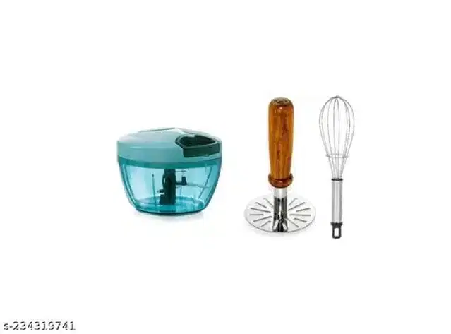 Whisk with Manual Chopper & Masher, Multicolor, Set of 3