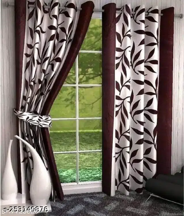 Curtains for Door, Brown, 5 Feet, Pack of 2