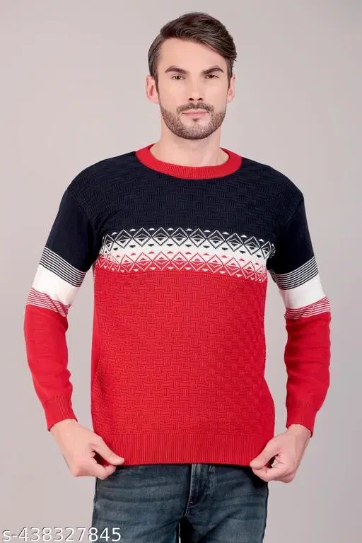 Full Sleeves Sweater for Men (Multicolor, L)