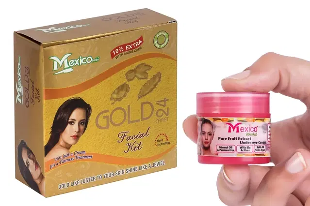 Maxico Herbs Gold Facial Kit with Fruit Under Eye Cream, Pack of 2