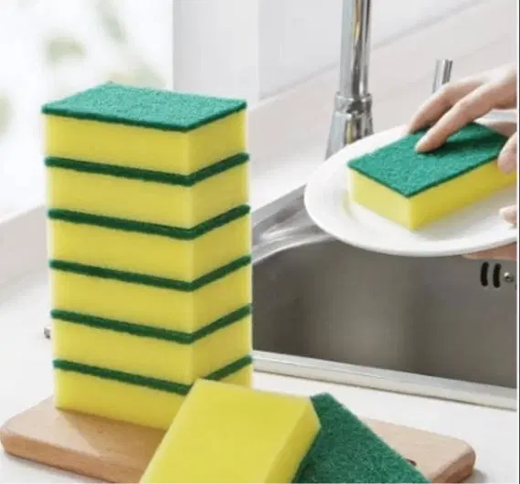 Sponge Scrub Pad ,Yellow, (Pack Of 6)