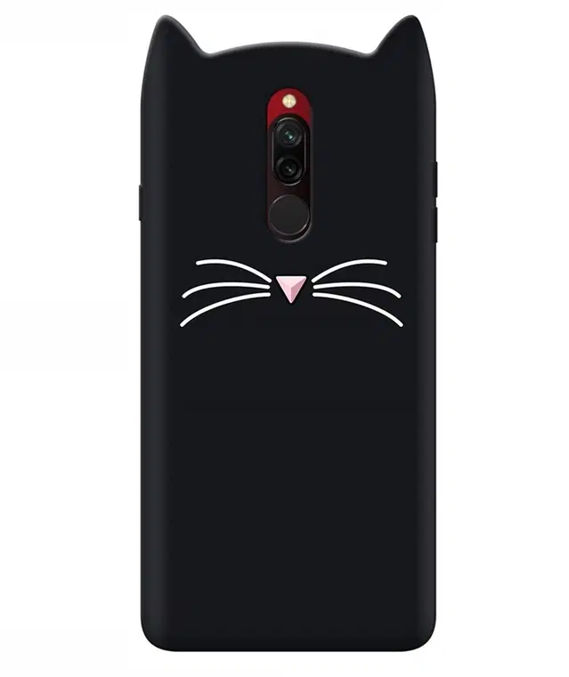 Rubber Mobile Back Cover for Mi Redmi 8 (Black)
