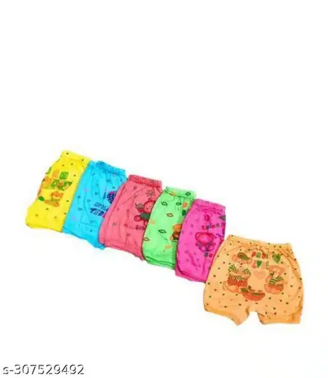 Cotton Innerwear Shorts for Kids, Pack of 6 (Multicolor, 0-3 Months)