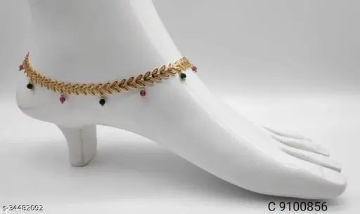Chain Anklet for Women (Gold, Free Size)