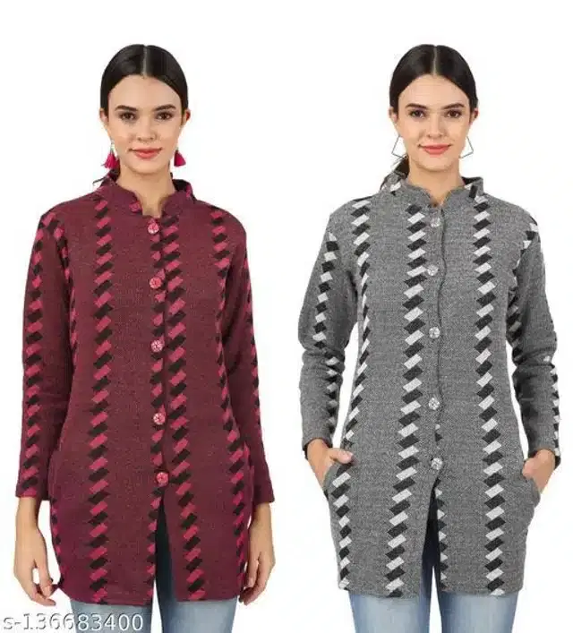 Woolen Sweater for Women, Pack of 2 (Multicolor, M)