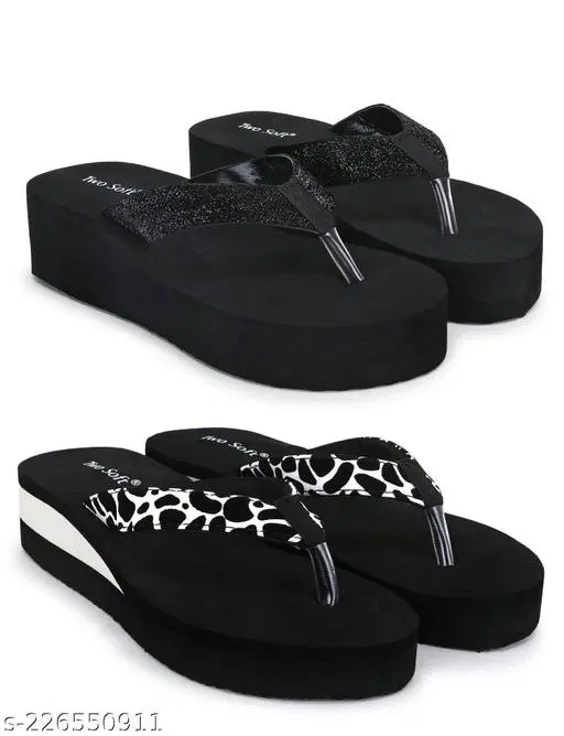 EVA Flip-flops for Women (Black, 5) Pack of 2