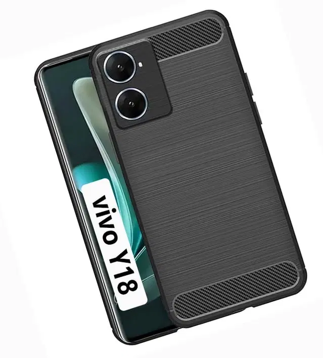 Rubber Mobile Back Cover for Vivo Y18, Black
