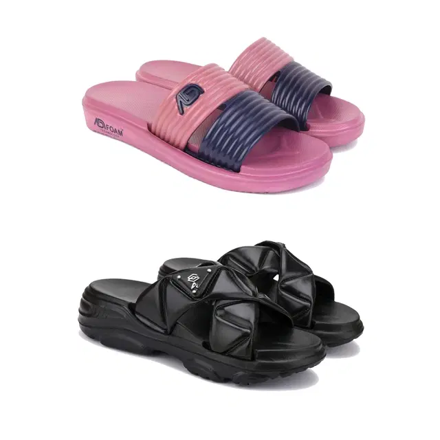 Sliders for Women, Set of 2 (Multicolor, 5)