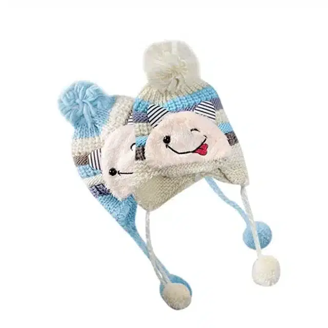 Kid's Warm Beanie Hat, Pack of 2 (Multicolor)