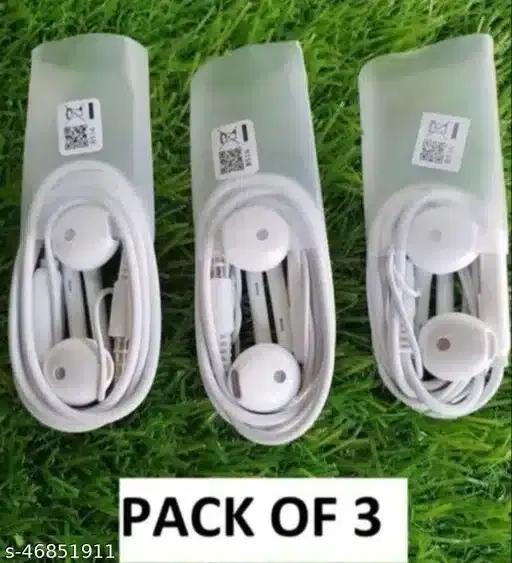 Plastic Earphonix Cool Sound Wired Earphones, White, Pack Of 3, Dv-10