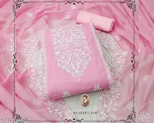 Cotton Punjabi/All Over Suits Semi-Stitched Suits for Women (Pink, Un Stitched)