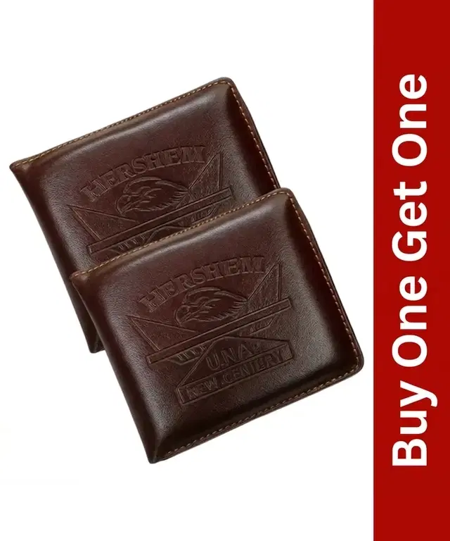 Faux Leather Wallet for Men, Buy 1 Get 1, Brown, Everyday Use, Easy Carry