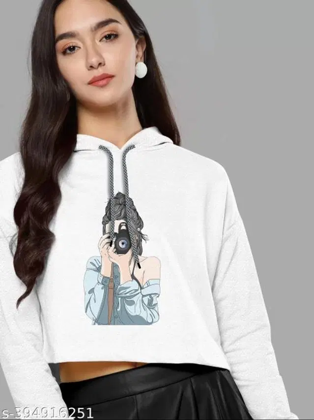 Cotton Blend Hoodie for Women (White, XXS)