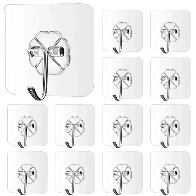 Plastic Wall Hooks, Transparent (Pack of 20)