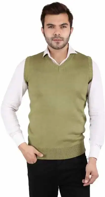 KRYPTAR men's Solid Half Plain Sweater (Green, M) (KPTR4048)